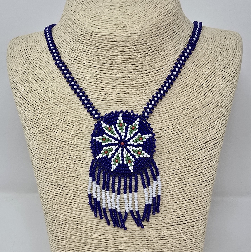 Vtg southwest seed‎ beaded neclace handmade native american Indian souvenir